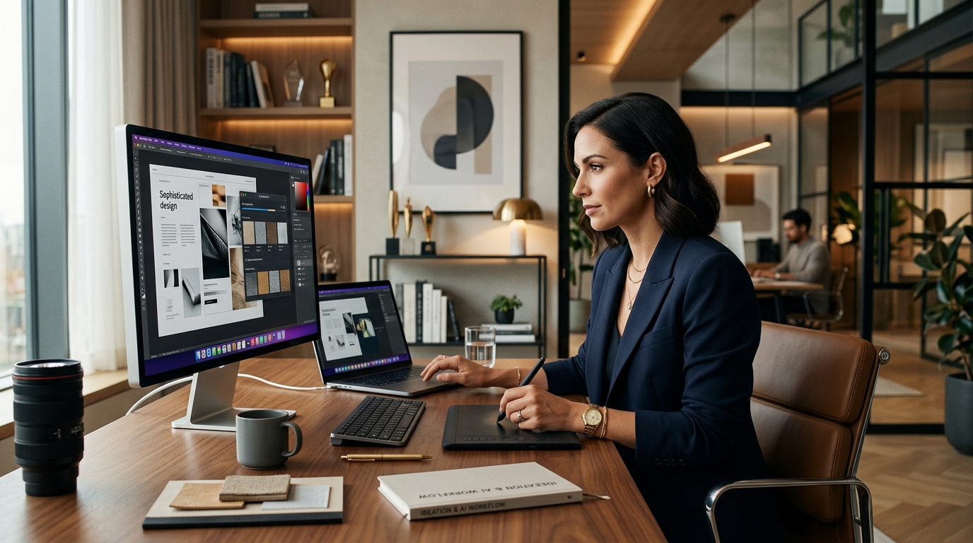 Premium creative and visual AI composition for brand and website work