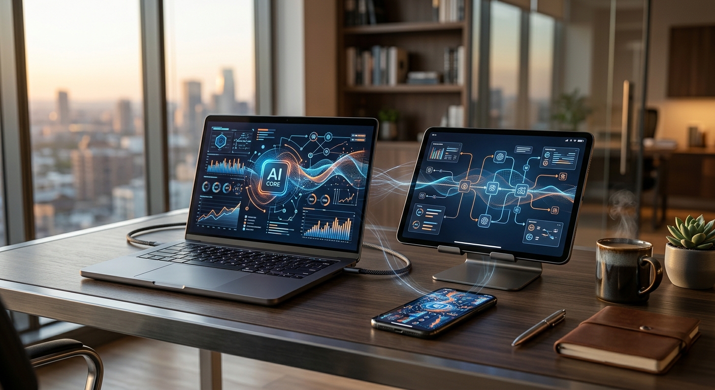 Premium business materials representing AI integrated into existing systems